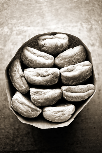 Ciabatta bread in black and white