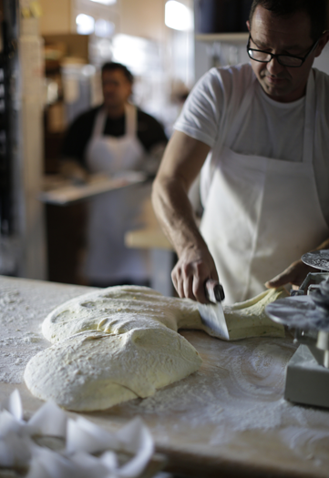 Artisan bread dough being prepared
